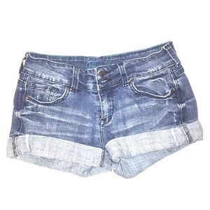 Medium wash denim shorts